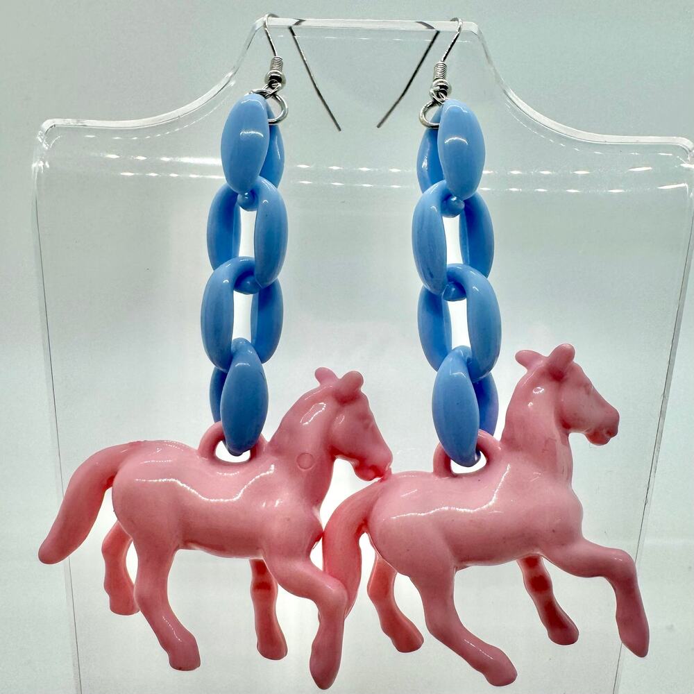 Pony Earrings - Horse Earring - Pink Accessories - Little Girl Earrings - Animal